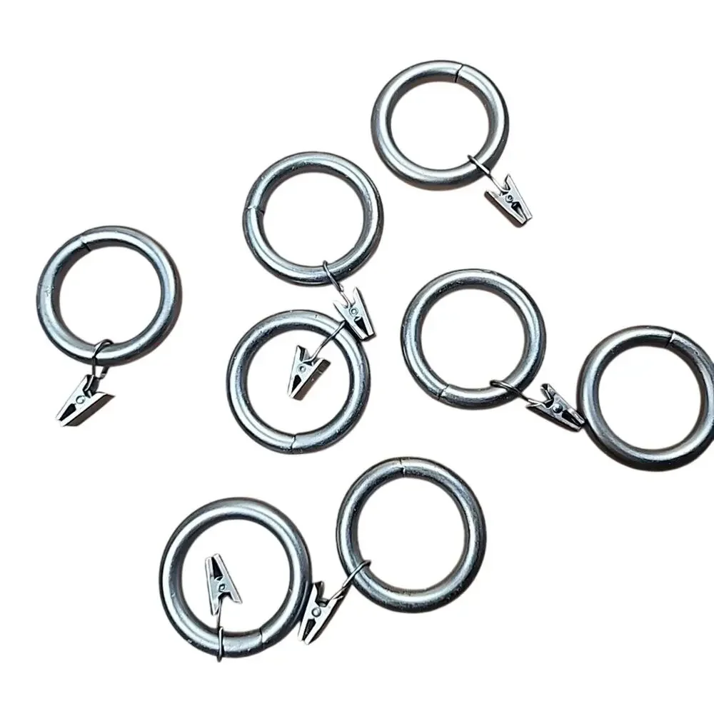 Pottery Barn 7 Curtain Drape Clip Rings Small Brushed Silver Finish 1.25